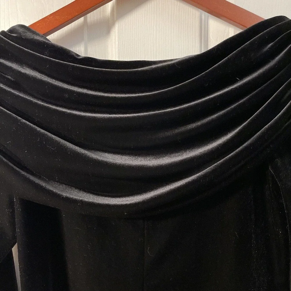 Xscape Joanna Chen Sz Small Blk Velvet Rhinestone Pin Evening Top Shawl Collar - Picture 7 of 8